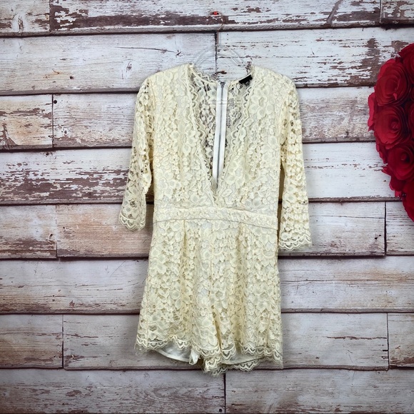 NBD Revolve Warren Ivory Lace Romper - Picture 2 of 14